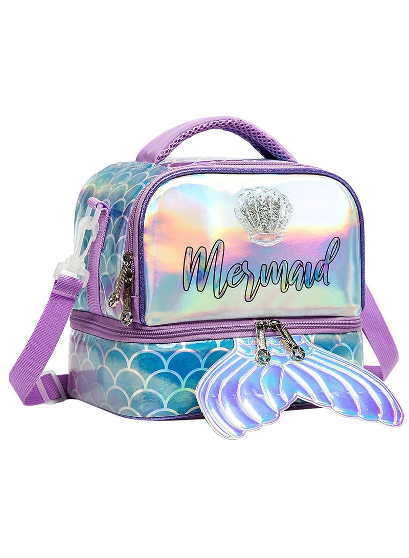 Eazy Kids Bottle, Lunch Bag, Detachable And Adjustable Shoulder Strap - Mermaid Purple - Image 1