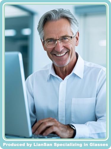 LianSan Premium Progressive Multifocus Reading Glasses Men - No-Line Aluminum Trifocal Blue Light Blocking Computer Readers(Multicolor P,2.00x) - Image 3