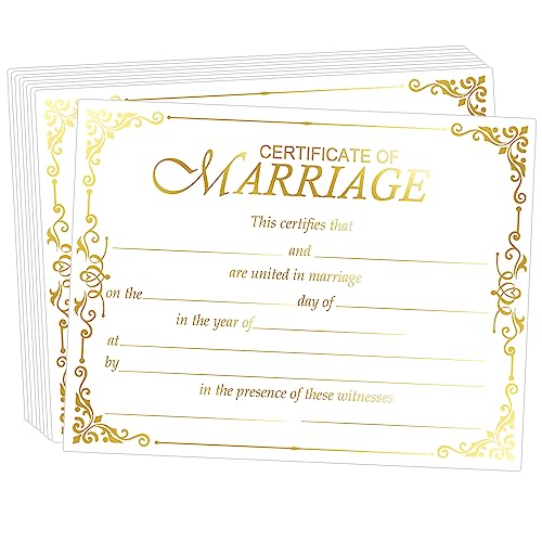 wootile Marriage Certificates with Gold Foil Edges 11 x 8.5 Inch Blank Certificate Paper Wedding Certificates Blank Wedding Certificate for Weddings Ceremony Proposals 24 Pcs (Gold) - Image 1