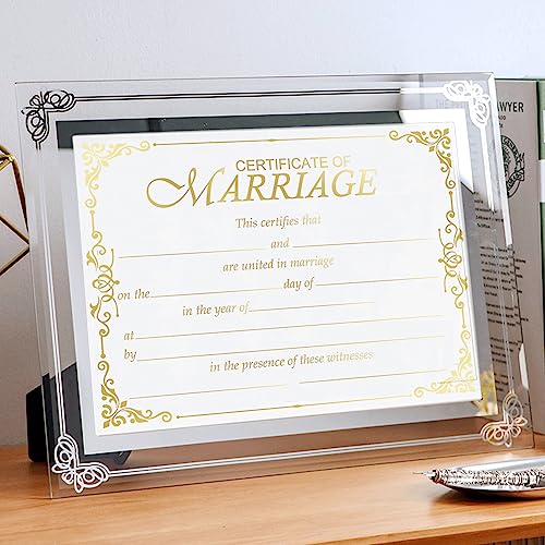 wootile Marriage Certificates with Gold Foil Edges 11 x 8.5 Inch Blank Certificate Paper Wedding Certificates Blank Wedding Certificate for Weddings Ceremony Proposals 24 Pcs (Gold) - Image 2
