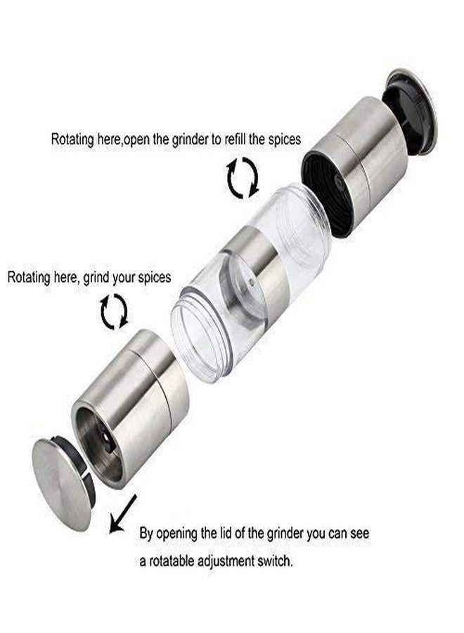 VRT Salt and Pepper Grinder Set with Adjustable Coarseness Setting, 2in1 Salt and Pepper Grinder Stainless Steel for Dining Table Modern Rich Feel Look Mill - Image 5