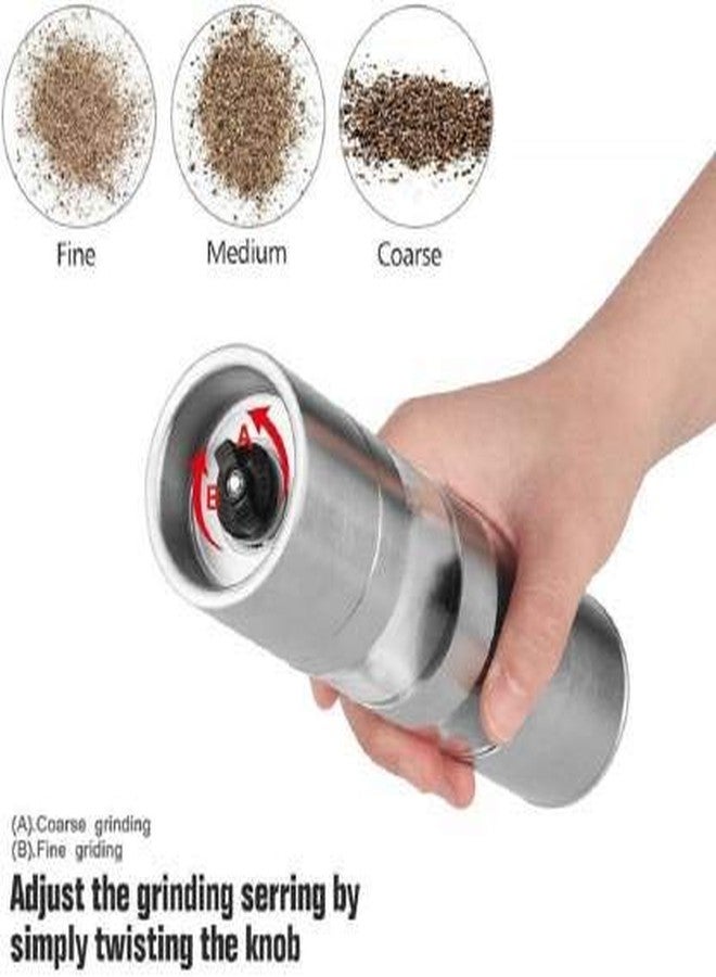 VRT Salt and Pepper Grinder Set with Adjustable Coarseness Setting, 2in1 Salt and Pepper Grinder Stainless Steel for Dining Table Modern Rich Feel Look Mill - Image 3