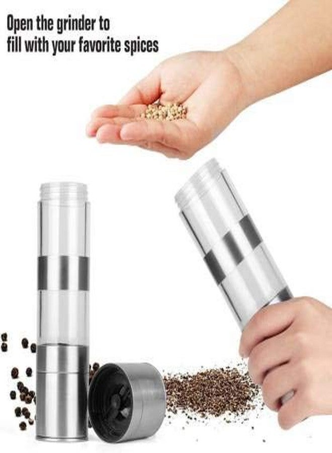 VRT Salt and Pepper Grinder Set with Adjustable Coarseness Setting, 2in1 Salt and Pepper Grinder Stainless Steel for Dining Table Modern Rich Feel Look Mill - Image 4