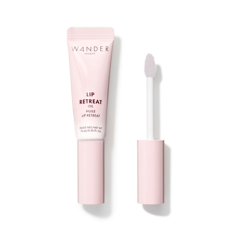 Wander Beauty Lip Retreat Oil - Oasis Glow (Shimmery Clear) - 4-in-1 Tinted Oil + Moisturizing Gloss with Avocado, Vitamin E and Rosehip - Hydrating Care for Dry Lips - 0.33 fl oz - Image 1