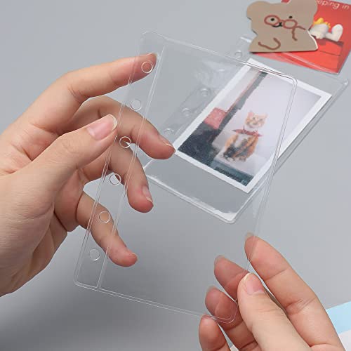 AxeWoodz A7 Binder Pockets, 12pcs PVC Binder Pouches, Loose Leaf 6 Holes Top Open Cash Budget Envelopes, Clear Binder Pouches for Protectors Organize Photos, Cards, Bills (A7) - Image 2