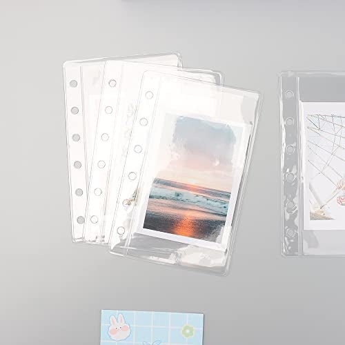 AxeWoodz A7 Binder Pockets, 12pcs PVC Binder Pouches, Loose Leaf 6 Holes Top Open Cash Budget Envelopes, Clear Binder Pouches for Protectors Organize Photos, Cards, Bills (A7) - Image 5