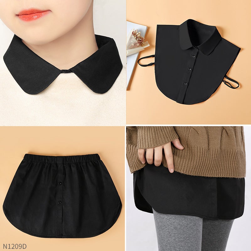 Winter Layered Sweatshirt Skirt Extender Black Round-neck Skirt