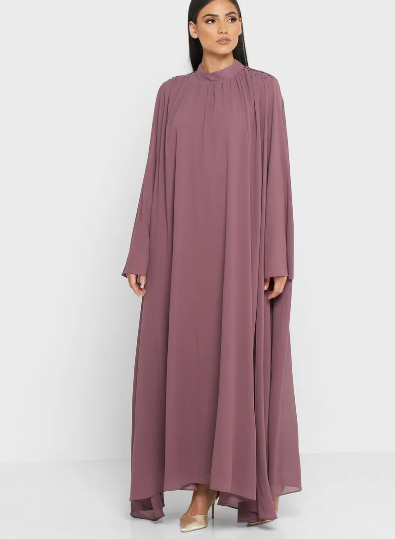 leem High Neck Pleated Kaftan