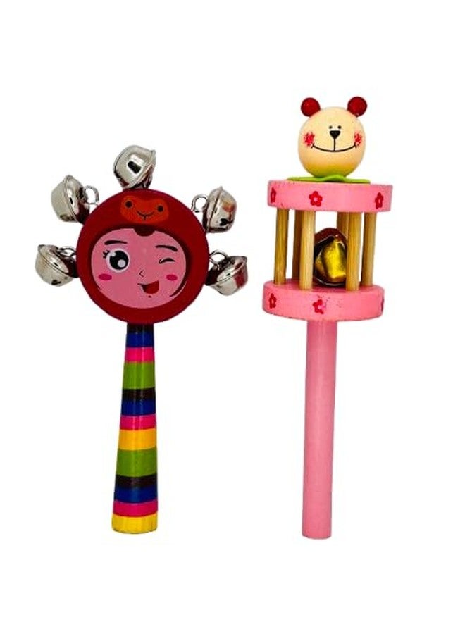 Evoshine Wooden Baby Rattles - Set of 2 Multicolor Musical Toys for Infants | Eco-Friendly | Safe & Non-Toxic Baby Toys | Perfect for Early Learning & Sensory Development - Image 1