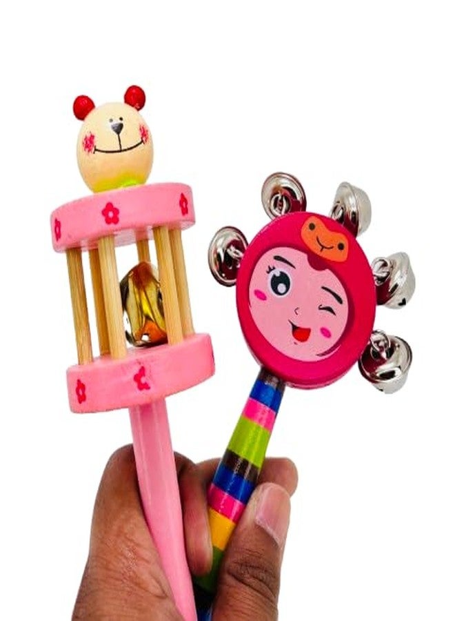 Evoshine Wooden Baby Rattles - Set of 2 Multicolor Musical Toys for Infants | Eco-Friendly | Safe & Non-Toxic Baby Toys | Perfect for Early Learning & Sensory Development - Image 2
