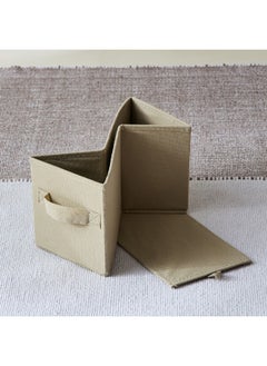 Home Box Olive Cube Fabric Box 33 x 16.5 x 15.5 cm  - Image 1