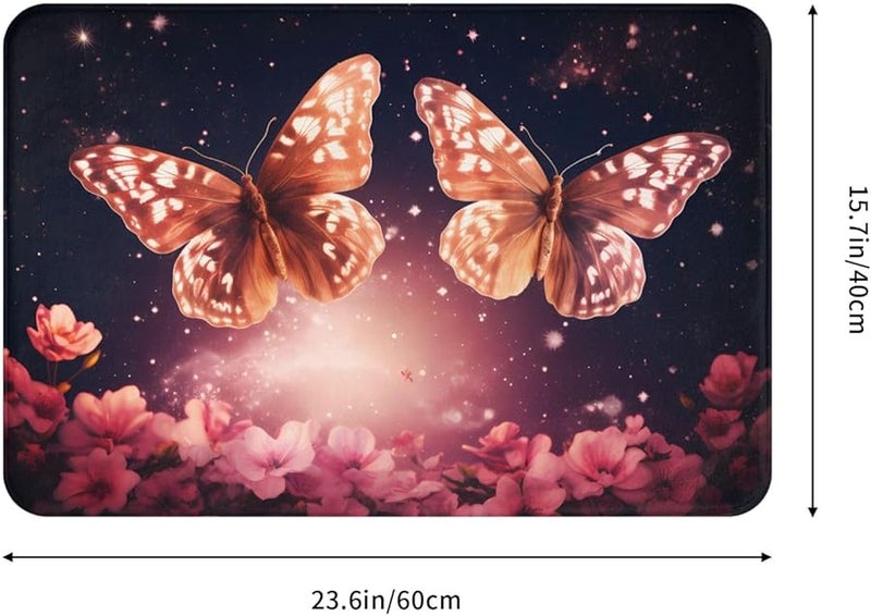 PHAYAH Two Fantasy Butterflies Doormat 16x24 Inches Indoor Outdoor Front Door Mat for Patio Garage Porch Decor - Image 2