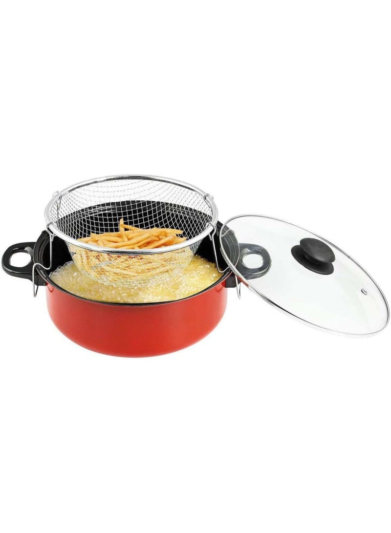 حلة تحمير عميقة مزودة بشبكة تصفية – لتحمير أسهل وطعام مقرمش بزيت أقل SH - Image 1