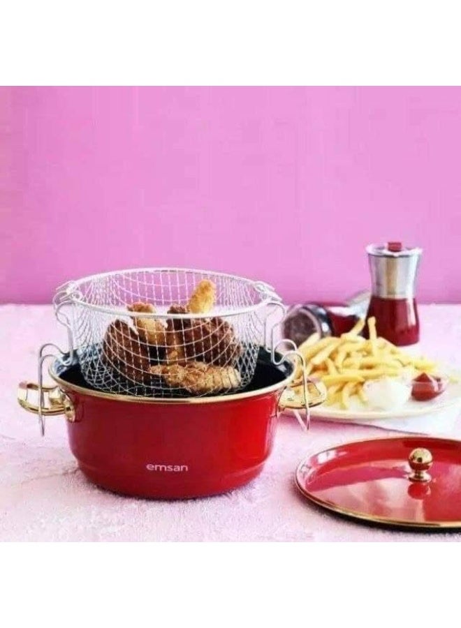 حلة تحمير عميقة مزودة بشبكة تصفية – لتحمير أسهل وطعام مقرمش بزيت أقل SH - Image 3