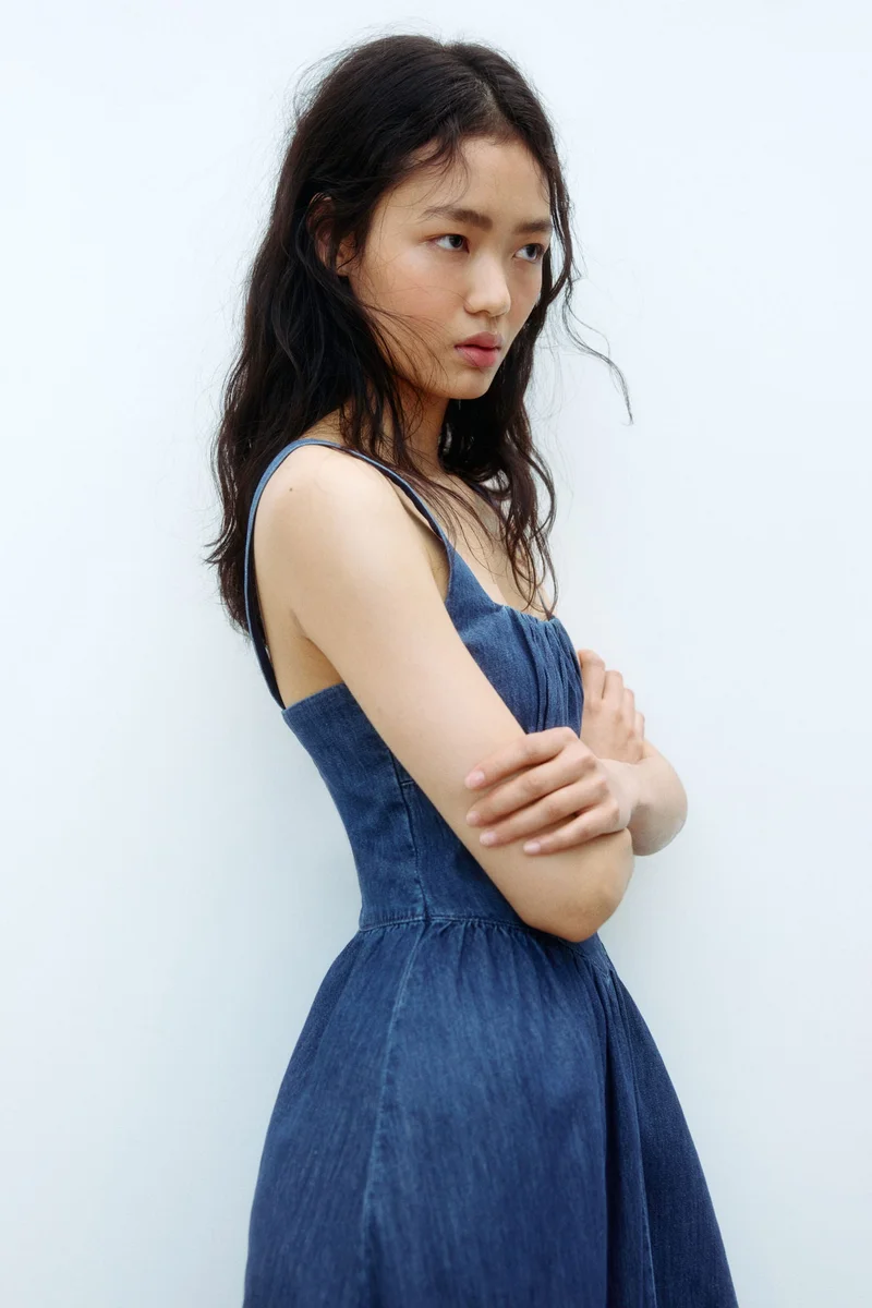 H&M  Denim midi dress for Women | Best Price UAE