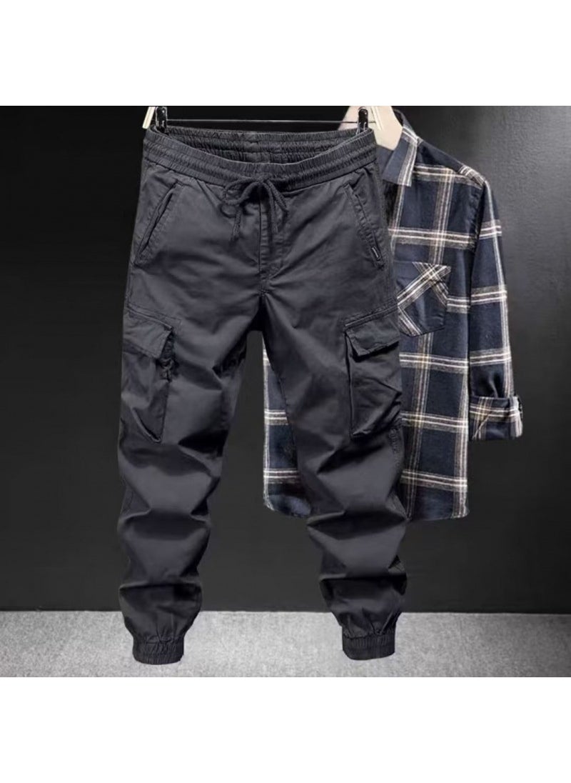 Generic - Plus Size Cargo Pants Men Casual Drawstring Cool Brand Dark gray - Image 1