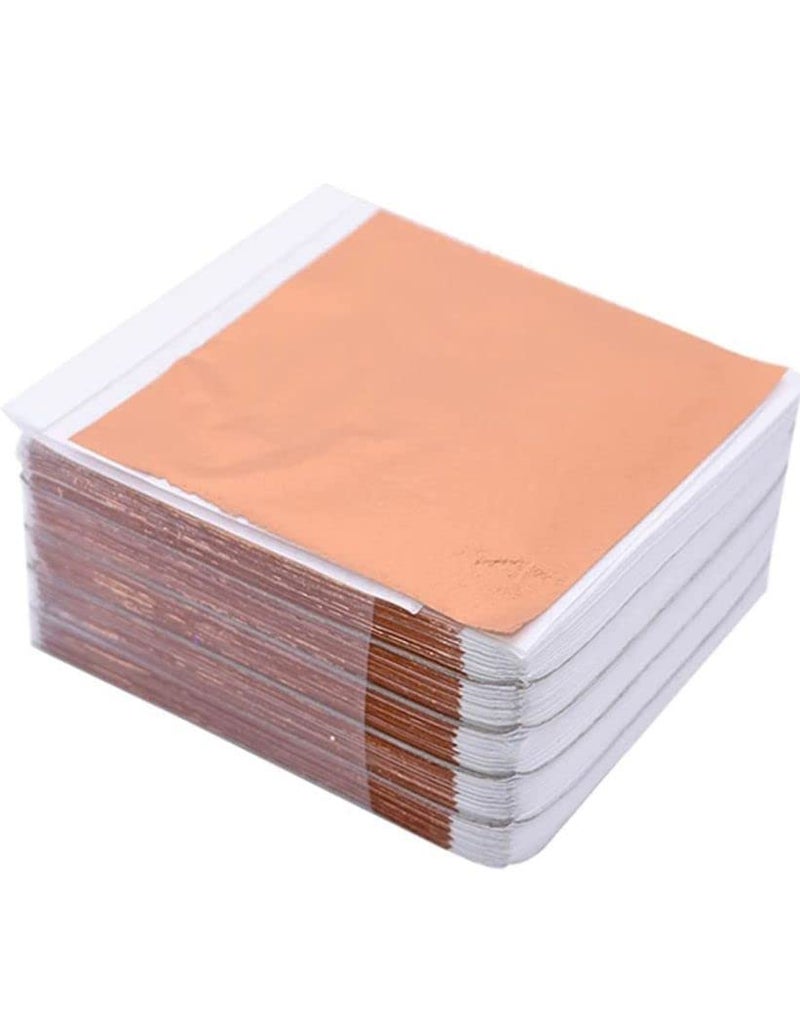 FGLC 100 Piece Rose Gold Leaf Sheets.Metallic Foil Sheets, Copper Leaf Foils are Suitable for Art,Painting,Crafts,Gilding,Furniture,Decoration,Frames.3.15×3.35 inche - Image 1
