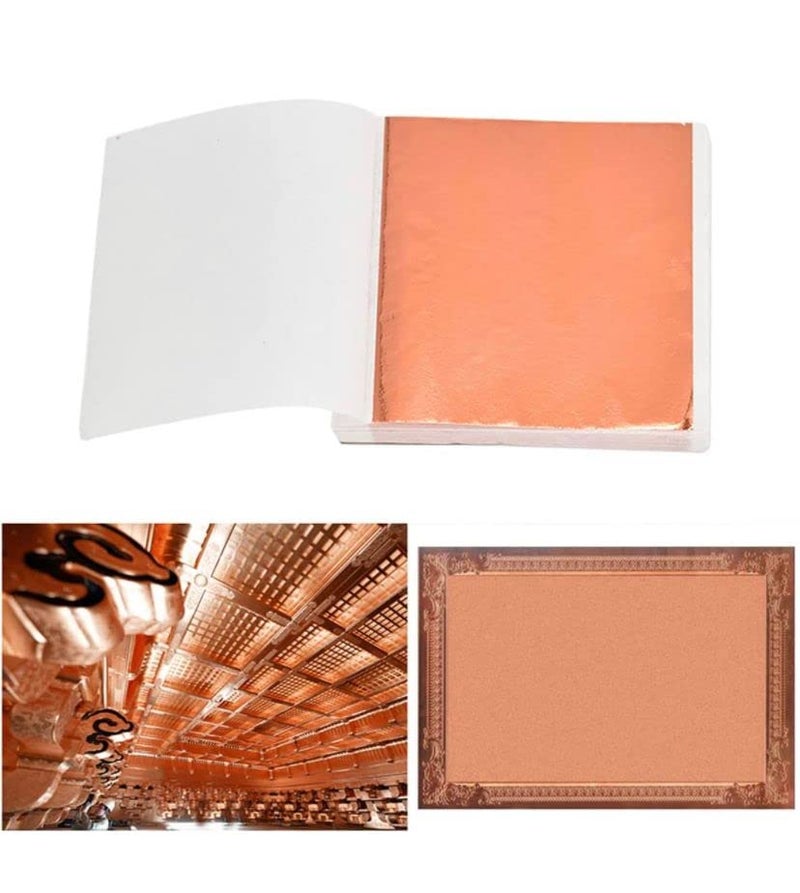 FGLC 100 Piece Rose Gold Leaf Sheets.Metallic Foil Sheets, Copper Leaf Foils are Suitable for Art,Painting,Crafts,Gilding,Furniture,Decoration,Frames.3.15×3.35 inche - Image 3