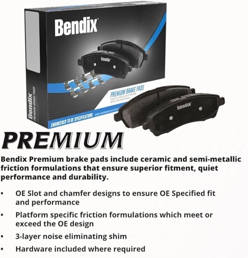Bendix Premium SBM2437 Semi-Metallic Front Brake Pads for Audi S3 2024-2022, Volkswagen Golf R 2024-2022 - Image 2