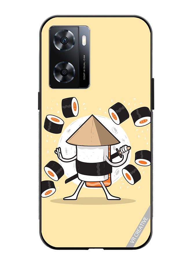 VR CREATIVE Protective Case Cover For Oppo A57/A77s Samurai Sushi Design Multicolour - Image 1