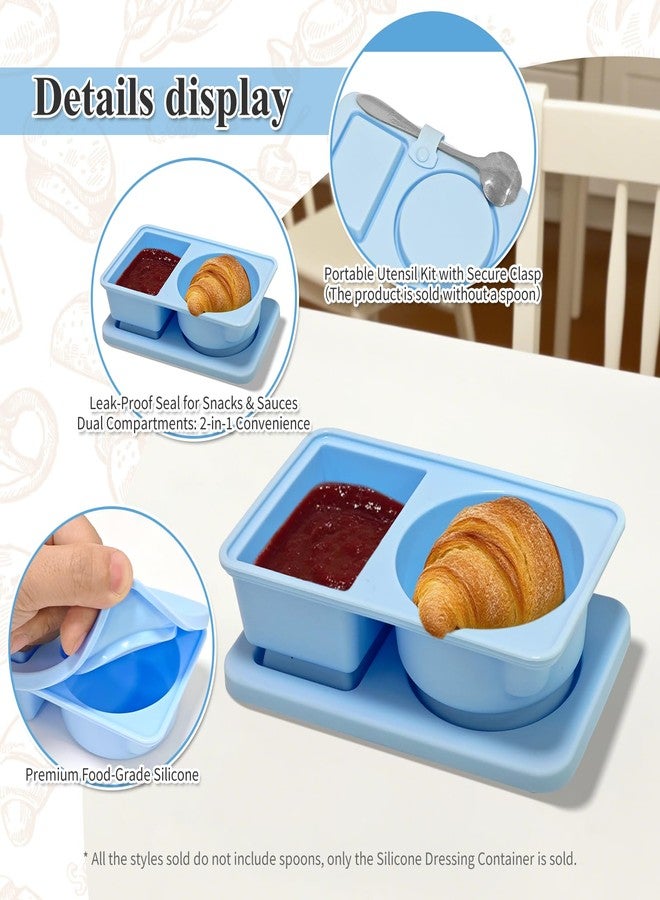 Gute Silicone Reusable Snack Containers with Lids, Small Mini Double Compartment Sauce Cups for Salad Dressing, Lunch, Travel, Gym - 2 Pack(Blue) - Image 4