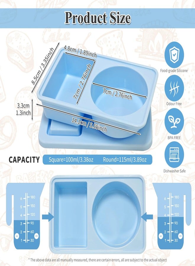 Gute Silicone Reusable Snack Containers with Lids, Small Mini Double Compartment Sauce Cups for Salad Dressing, Lunch, Travel, Gym - 2 Pack(Blue) - Image 3