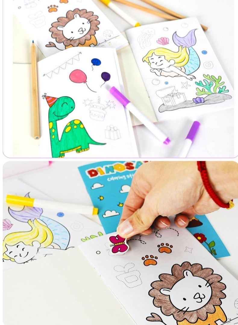 Cococ Cute and Cozy Coloring Book Gift Box Set (16 Books,  Includes 4 colored crayons and 8 pages of stickers.), Cozy Moments, Life Corners, Stylish Vibes, Little Corners — Thick Paper to Relieve Stress for Adults and Children, Suitable for Early Learning for Children Ages 3-8 (An Ideal Gift) - Image 3