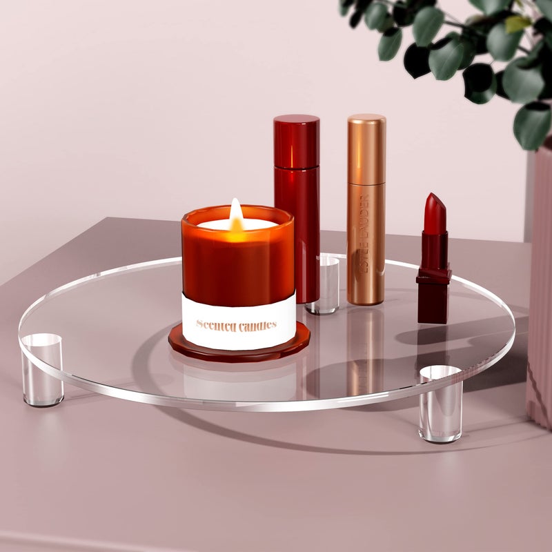 HEMYLU هيملو حاملات أكريليك للديكور 10 بوصة قاعدة دائرية شفافة لحامل النباتات الداخلية صينية أكريليك حديثة للحمام والمنزل 10 بوصة شفافة