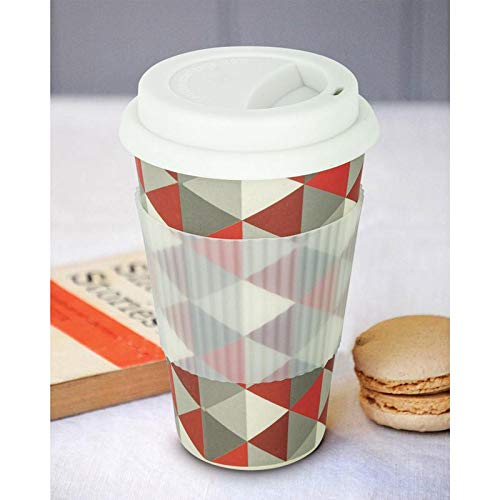 Freelance Bamboo Fibre Eco Travel Mug, 400ml, White - Coffee Mugs with Silicon Lid & Sleeve - Eco-Friendly Sustainable Bamboo Fiber Cup for Hot/Cold Drinks - Ideal for Travel, Office, Home Use - Image 1
