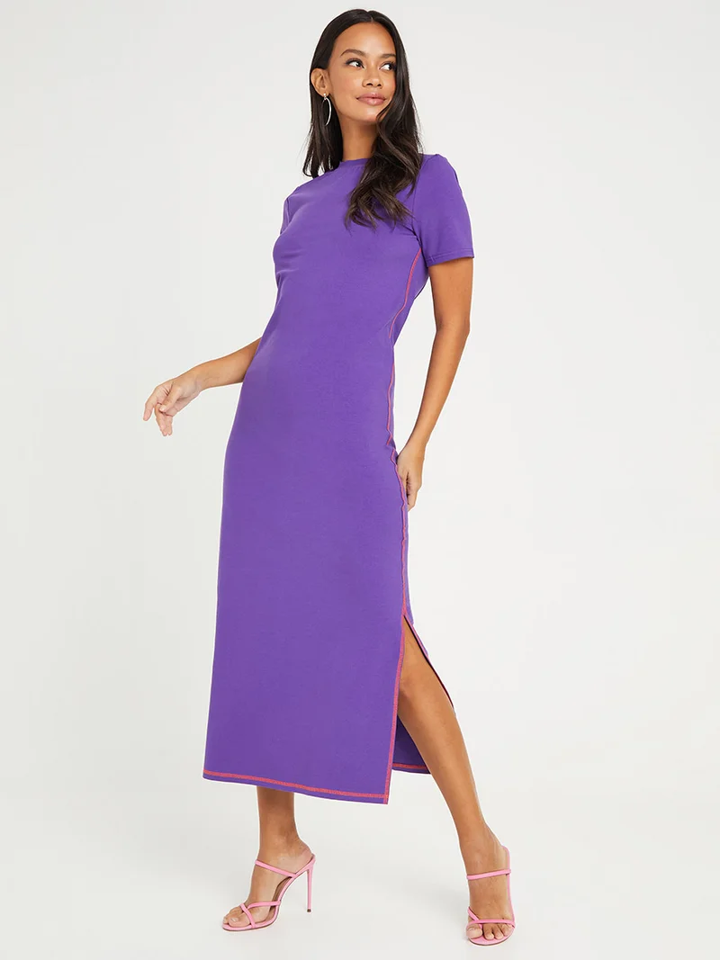 Styli Short Sleeves Round Neck T-shirt Maxi Dress