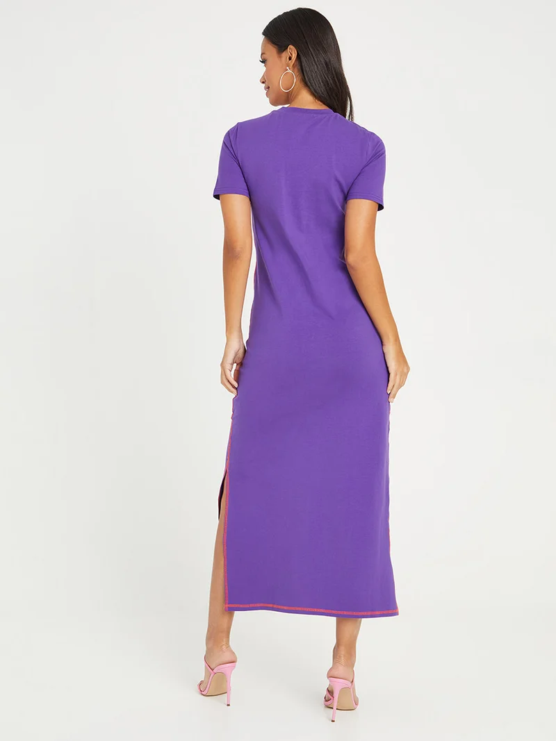 Styli Short Sleeves Round Neck T-shirt Maxi Dress