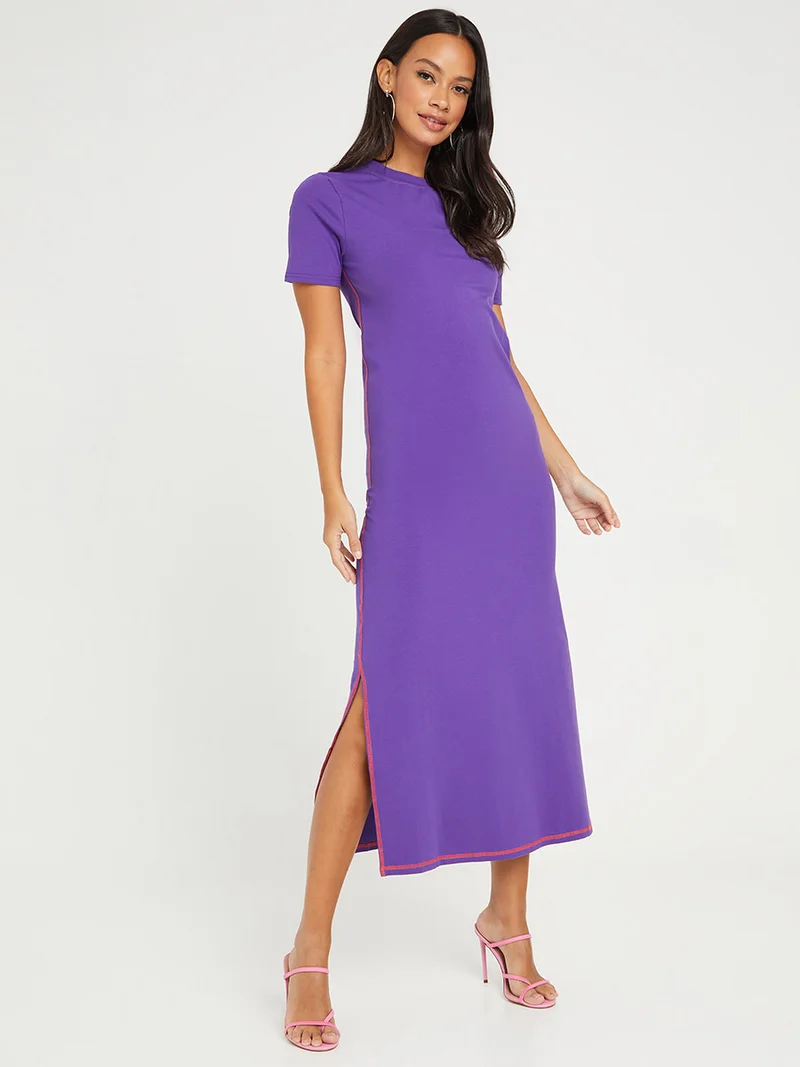 Styli Short Sleeves Round Neck T-shirt Maxi Dress