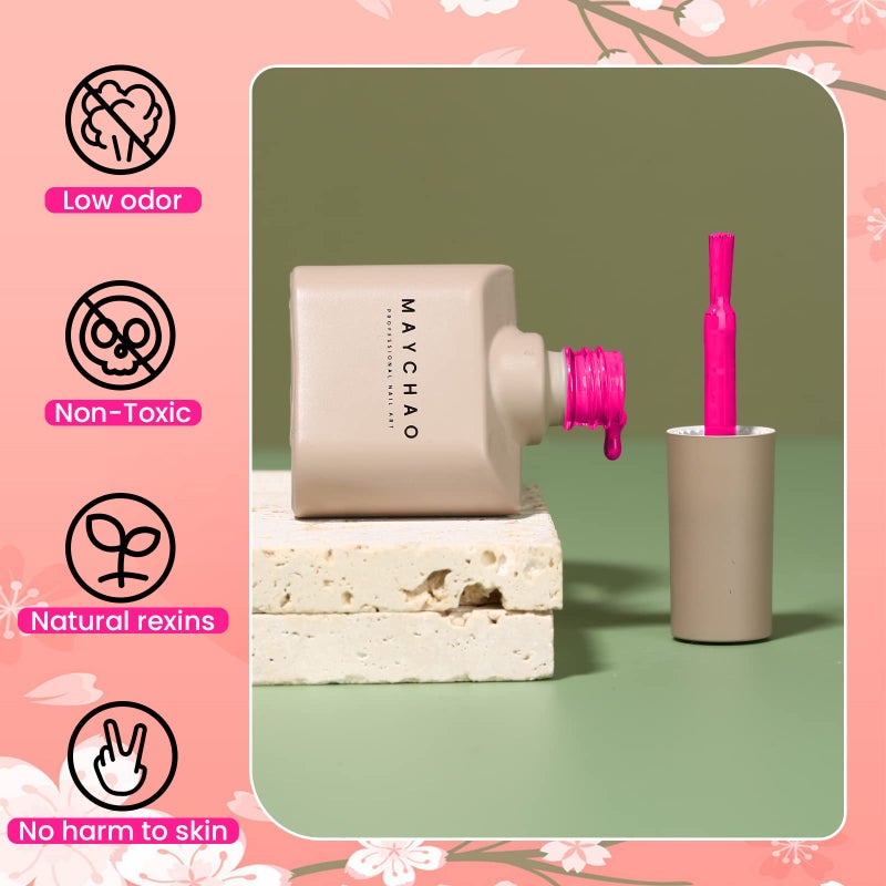 MAYCHAO 15ML Hot Pink Gel Nail Polish 1Pc Bright Pink Gel Polish Soak Off UV LED Nail Varnish Nail Art Starter Manicure Salon DIY at Home, 0.5 OZ - Image 5