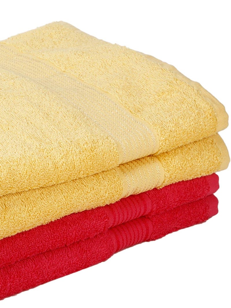 Kopa by Bianca 400 GSM 100% Cotton Soft Terry Towel l 4pc Bath Towel l Bath Towel for Women l Bath Towel l D`Ross l Yellow-Pink - Image 3