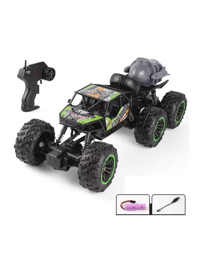 2.4GHz 6WD Off-Road Remote Control Climbing Car – Spray RC Truck, Rechargeable High-Speed Toy for Kids - Green/Black