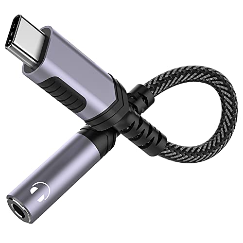 iMangoo USB C to 3.5mm Audio Headphones Adapter for Samsung Galaxy S25 S24 S23 S22 Plus Note 20 Ultra, DAC Type C to Aux Earphones Dongle for iPhone 17 Air 16 16e 15 Pro Max for Google Pixel 10 Grey - Image 1