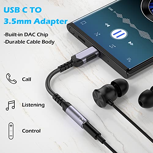 iMangoo USB C to 3.5mm Audio Headphones Adapter for Samsung Galaxy S25 S24 S23 S22 Plus Note 20 Ultra, DAC Type C to Aux Earphones Dongle for iPhone 17 Air 16 16e 15 Pro Max for Google Pixel 10 Grey - Image 2