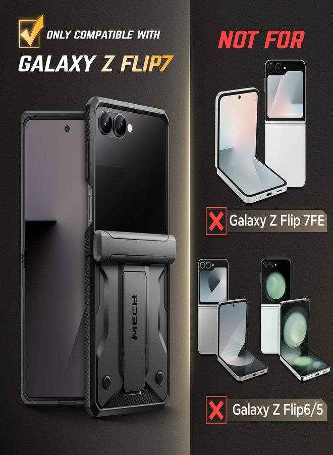 تونجيت جراب TONGATE لهاتف Z Flip 7 مع واقي شاشة للخصوصية، [حامل ومشبك حزام] [حماية للمفصلات] [مضاد للانزلاق]، جراب حماية كامل للجسم بمواصفات عسكرية لهاتف Samsung Galaxy Z Flip 7 5G 2025، أسود - Image 2