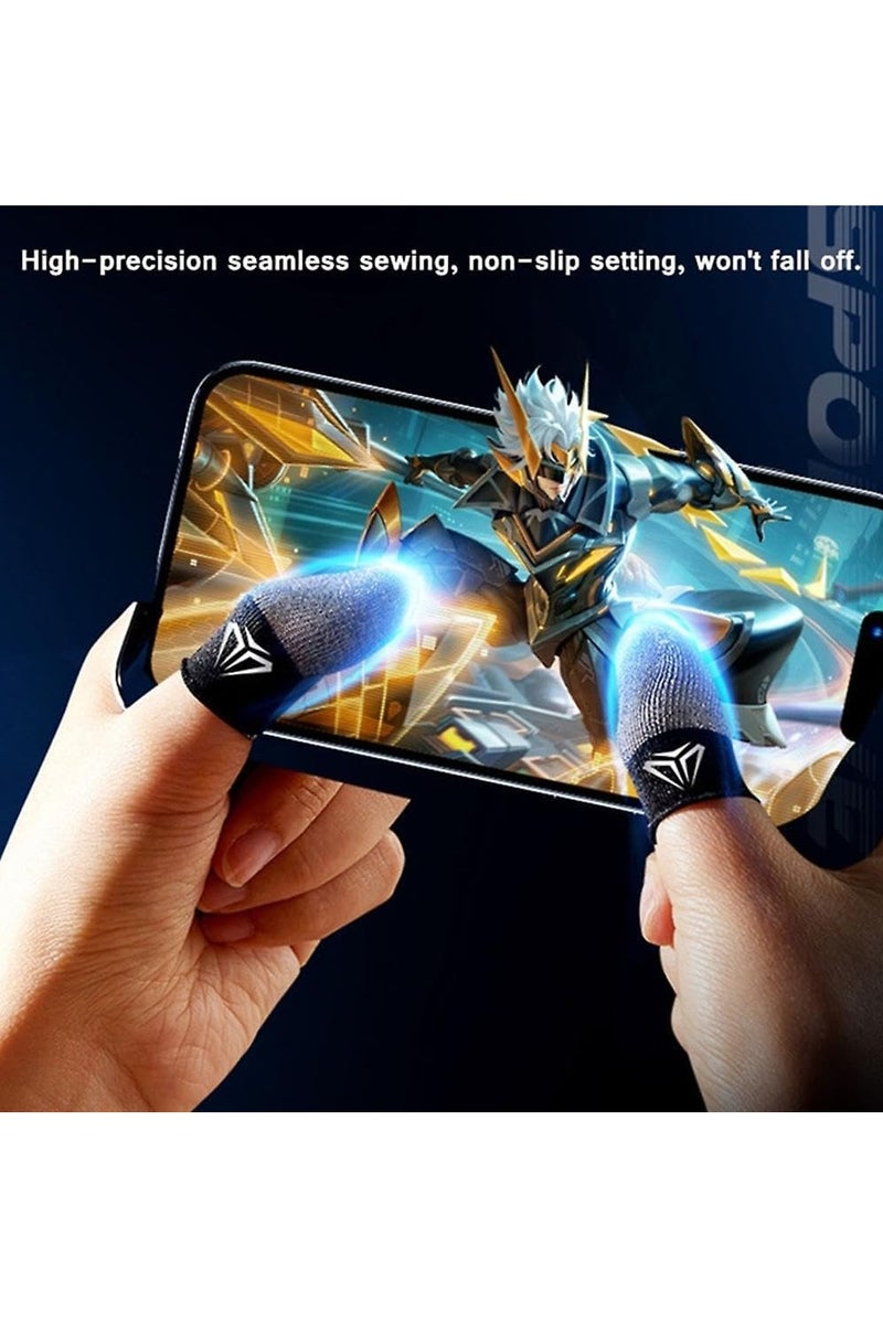 2 Pairs Gaming Finger Sleeves, Gamer Gloves, Ultra-Thin, Breathable Silver Fiber Thumb Protectors, Blue - Image 3