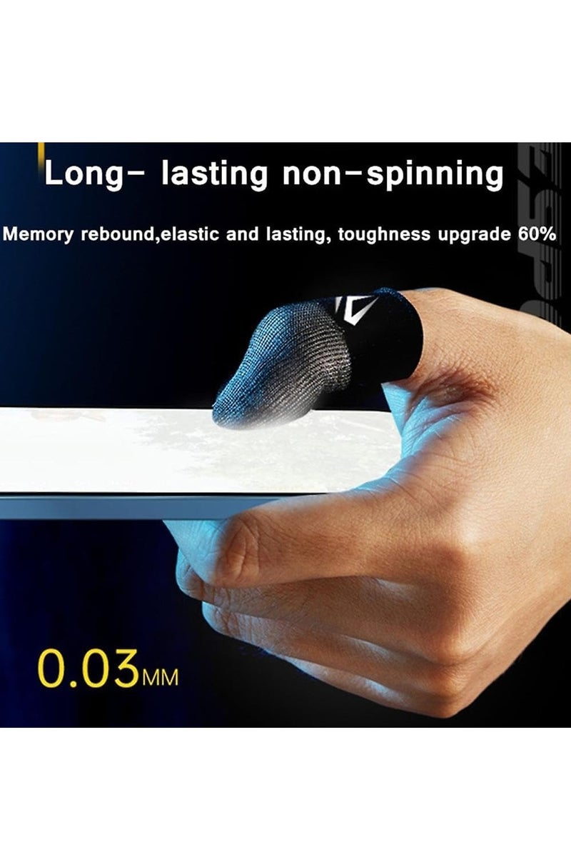 2 Pairs Gaming Finger Sleeves, Gamer Gloves, Ultra-Thin, Breathable Silver Fiber Thumb Protectors, Blue - Image 4