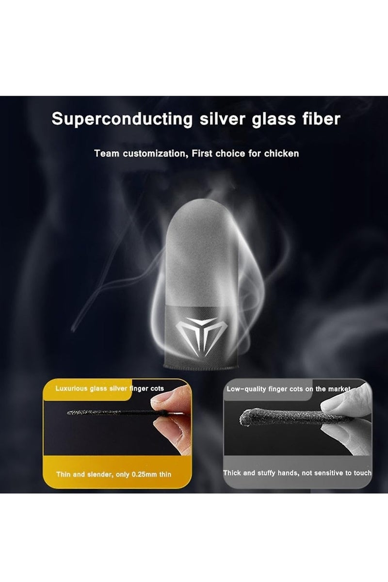 2 Pairs Gaming Finger Sleeves, Gamer Gloves, Ultra-Thin, Breathable Silver Fiber Thumb Protectors, Blue - Image 5