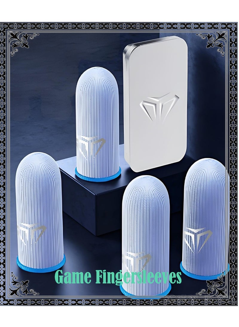 2 Pairs Gaming Finger Sleeves, Gamer Gloves, Ultra-Thin, Breathable Silver Fiber Thumb Protectors, Blue - Image 1