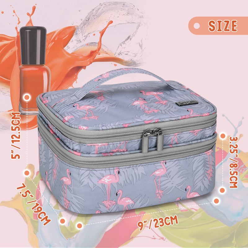 LUXJA Nail Polish Carrying Case - Holds 30 Bottles (15ml - 0.5 fl.oz), Double-layer Organizer for Nail Polish and Manicure Set, Flamingo (Bag Only) - Image 5