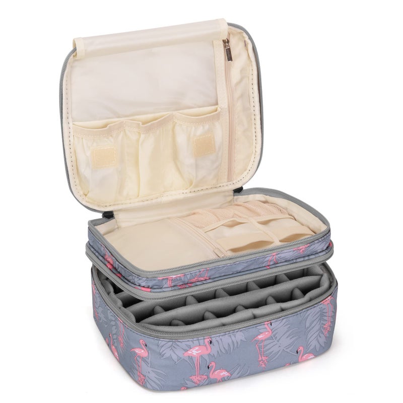LUXJA Nail Polish Carrying Case - Holds 30 Bottles (15ml - 0.5 fl.oz), Double-layer Organizer for Nail Polish and Manicure Set, Flamingo (Bag Only) - Image 1
