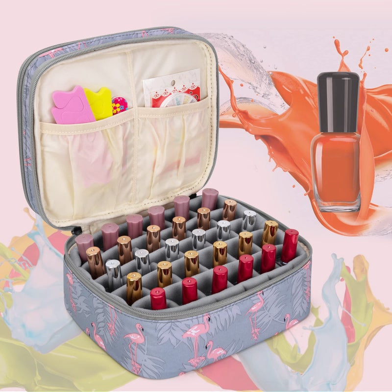 LUXJA Nail Polish Carrying Case - Holds 30 Bottles (15ml - 0.5 fl.oz), Double-layer Organizer for Nail Polish and Manicure Set, Flamingo (Bag Only) - Image 3