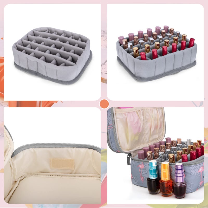 LUXJA Nail Polish Carrying Case - Holds 30 Bottles (15ml - 0.5 fl.oz), Double-layer Organizer for Nail Polish and Manicure Set, Flamingo (Bag Only) - Image 4
