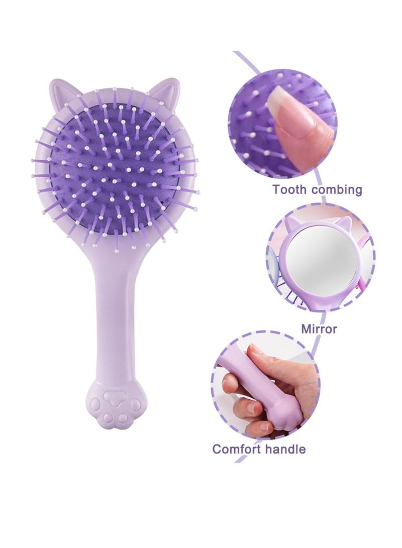 Excefore Detangling Hair Brush, 2Pcs Mirror Cute Cat Shape Hair Brush Air cushion Comb, Ergonomic Design For All Hair Types - Image 2