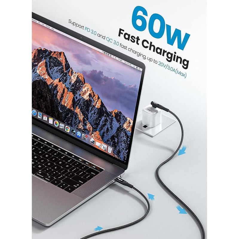 USB C to USB C cable, 2 Pack 3m 60W Type C to Type C Right Angle 90 Degree, PD Fast Charging Charger Lead Compatible for Galaxy S22 S21 Mac-Book i-Pad Pro (10ft, 2 Black) - Image 3