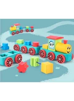 Cordova Educational Toy Wooden Building Block Train Montessori Wooden Toy Building Block Train Pre-School Wooden Three Section Train Toy - 3 Ages+ Year Kids  - Image 5