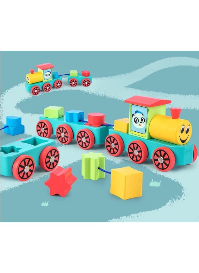 Cordova Educational Toy Wooden Building Block Train Montessori Wooden Toy Building Block Train Pre-School Wooden Three Section Train Toy - 3 Ages+ Year Kids  - Image 5